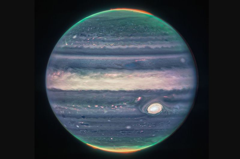 宇宙望遠鏡「ジェームズ・ウェッブ」の木星画像=NASA,ESA,CSA,Jupiter ERS Team;image processing by Judy Schmidt