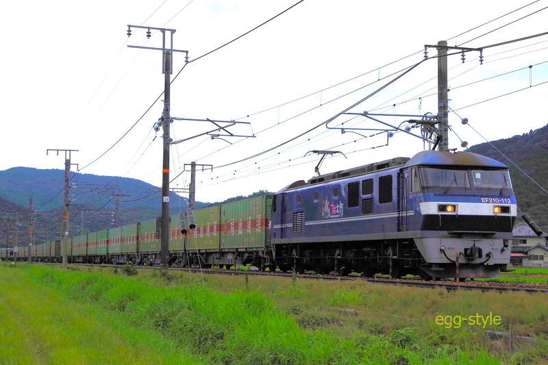 EF210-112 下り55レ　福山通運専用列車　枝豆畑横を広島を目指して快走