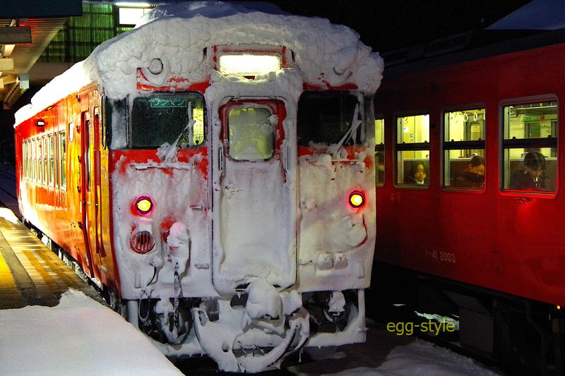 220D キハ40-2046 一晩中ひどい目の雪だるまさん キハは強い